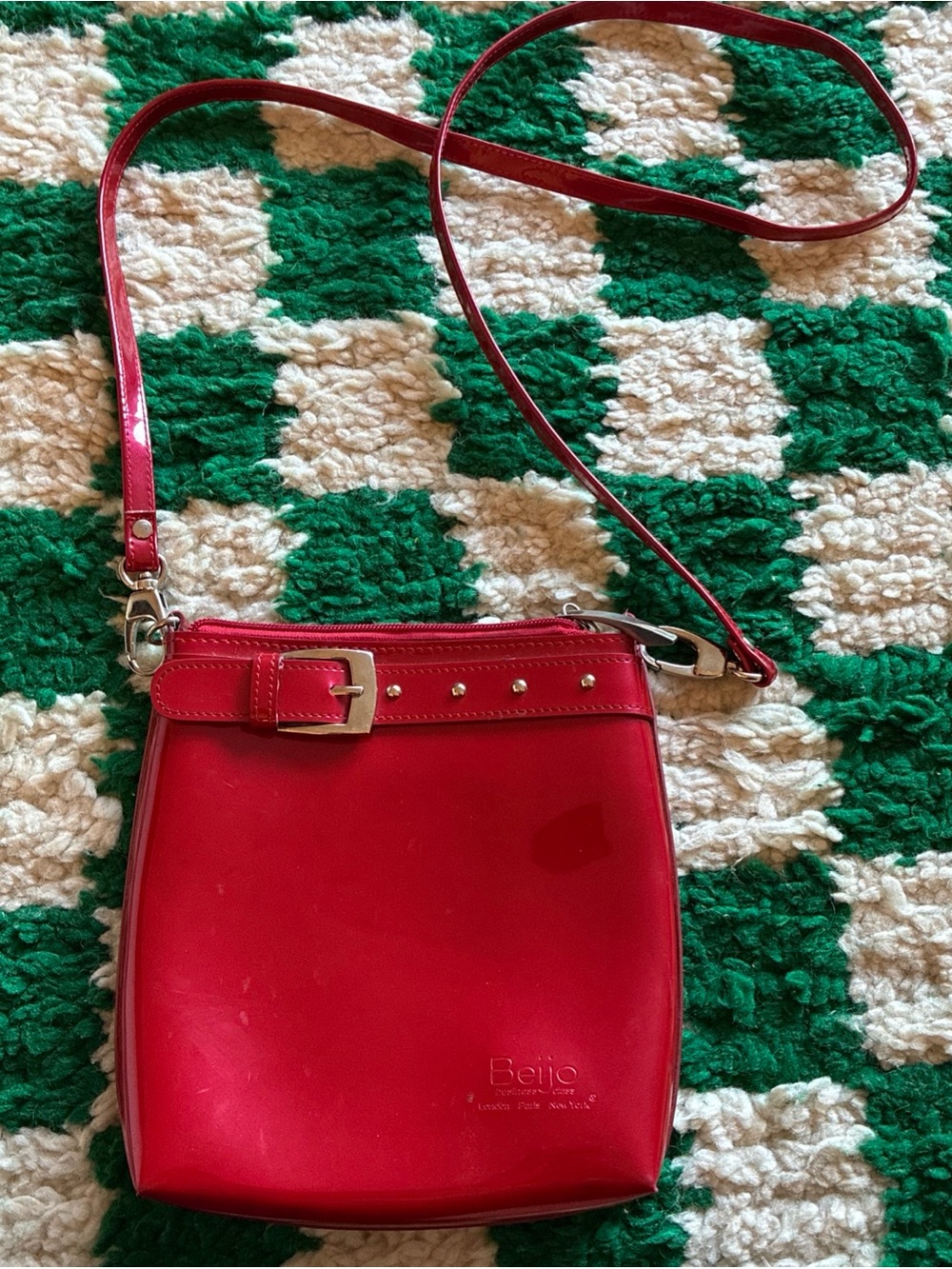 Beijo vintage Red Crossbody Shoulder Bag Silver Hardware y2k 2000s